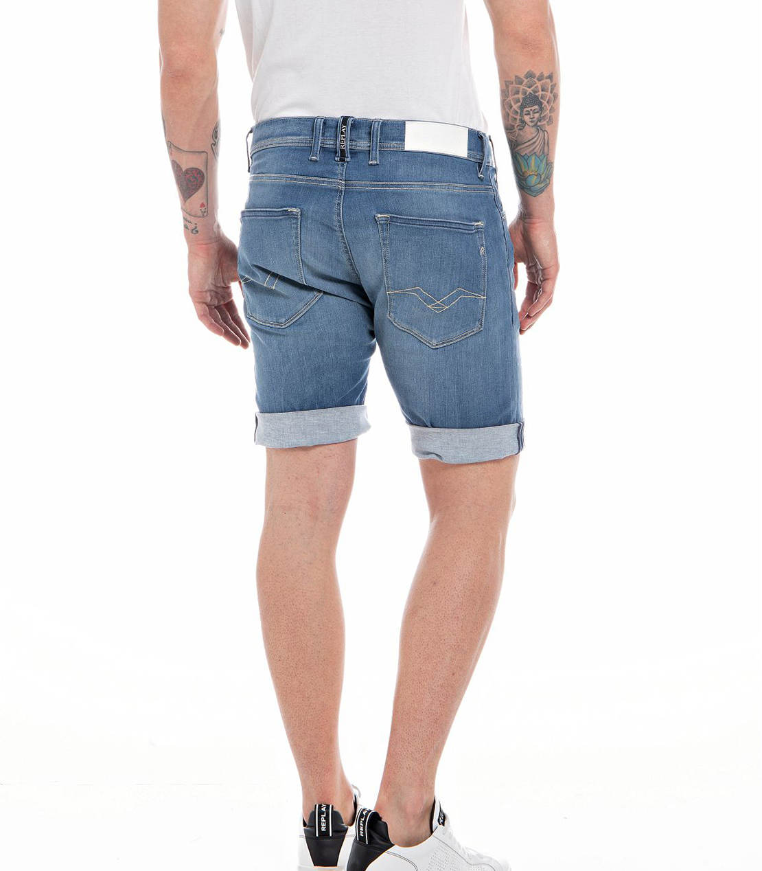 送料込★REPLAY★MA981Y.000.573B848 ジーンズショート Rbj.981 tapered-fit shorts Dark blue | Replay Jeans